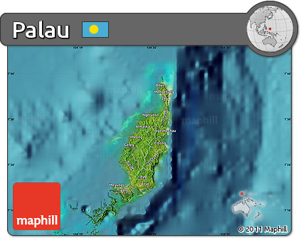 Satellite Map of Palau, single color outside