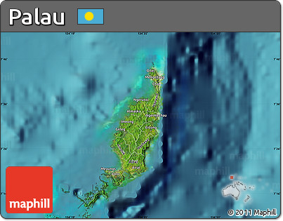 Satellite Map of Palau, single color outside