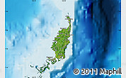 Satellite Map of Palau, single color outside, shaded relief sea
