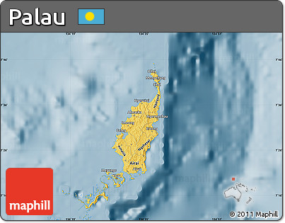 Savanna Style Map of Palau, single color outside