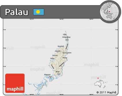 Shaded Relief Map of Palau, cropped outside