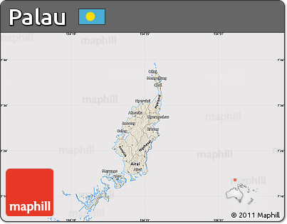 Shaded Relief Map of Palau, cropped outside