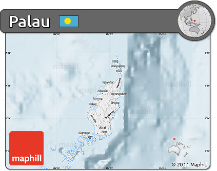 Silver Style Map of Palau, single color outside