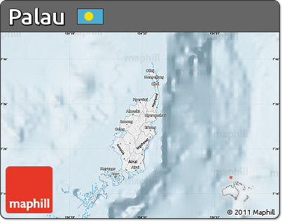 Silver Style Map of Palau, single color outside