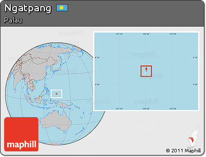 Gray Location Map of Ngatpang, highlighted country