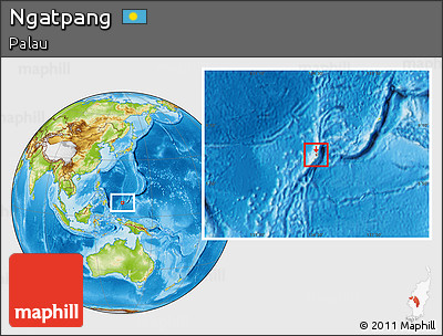Physical Location Map of Ngatpang, highlighted country, within the entire country