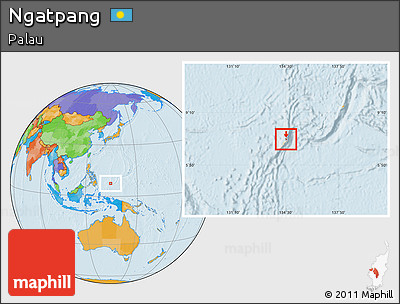 Political Location Map of Ngatpang, highlighted country
