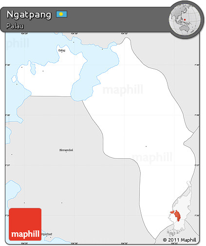 Silver Style Simple Map of Ngatpang