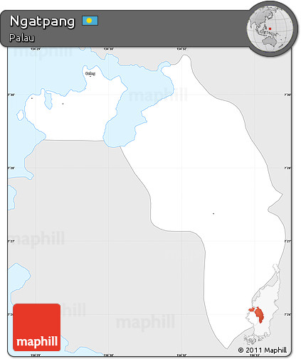 Silver Style Simple Map of Ngatpang, single color outside