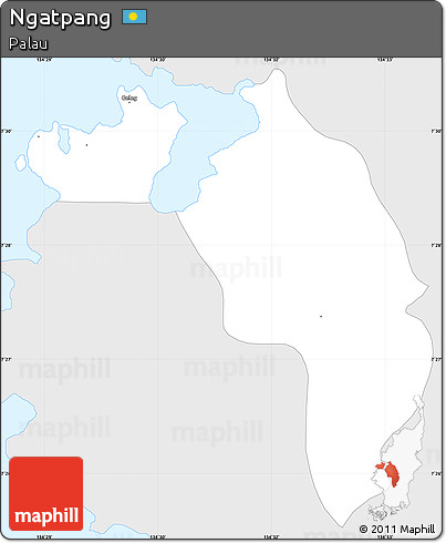 Silver Style Simple Map of Ngatpang, single color outside