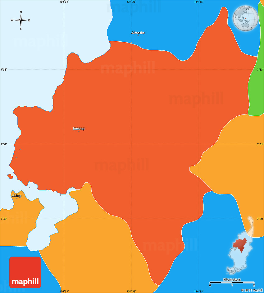 Political Simple Map of Ngeremlengui