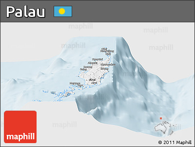 Gray Panoramic Map of Palau, single color outside