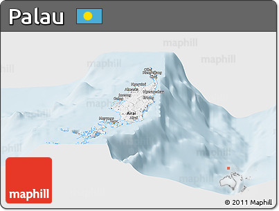 Gray Panoramic Map of Palau, single color outside