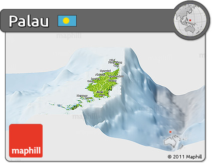 Physical Panoramic Map of Palau, lighten