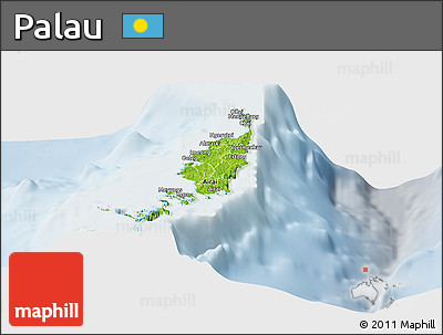 Physical Panoramic Map of Palau, lighten