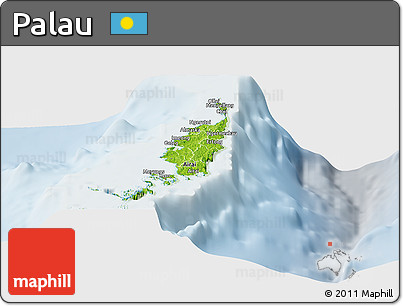 Physical Panoramic Map of Palau, lighten