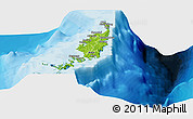 Physical Panoramic Map of Palau, political shades outside