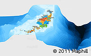 Political Panoramic Map of Palau, single color outside, bathymetry sea