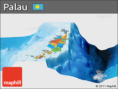 Political Panoramic Map of Palau, single color outside