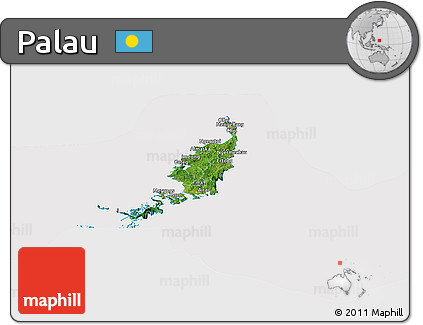 Satellite Panoramic Map of Palau, cropped outside