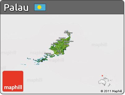Satellite Panoramic Map of Palau, cropped outside