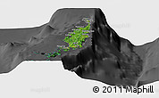 Satellite Panoramic Map of Palau, darken, desaturated