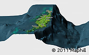Satellite Panoramic Map of Palau, darken