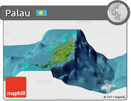 Satellite Panoramic Map of Palau