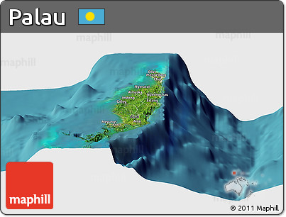 Satellite Panoramic Map of Palau