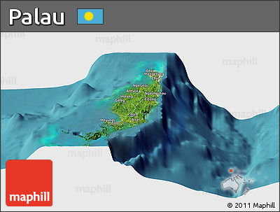 Satellite Panoramic Map of Palau