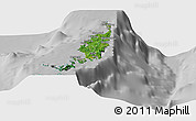 Satellite Panoramic Map of Palau, lighten, desaturated