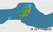 Satellite Panoramic Map of Palau, lighten, land only