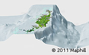 Satellite Panoramic Map of Palau, lighten