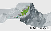 Satellite Panoramic Map of Palau, lighten, semi-desaturated