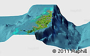 Satellite Panoramic Map of Palau, physical outside, satellite sea