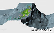 Satellite Panoramic Map of Palau, semi-desaturated