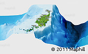 Satellite Panoramic Map of Palau, single color outside, shaded relief sea