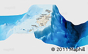 Shaded Relief Panoramic Map of Palau, lighten, land only