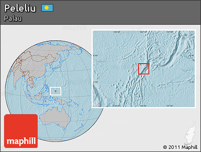 Gray Location Map of Peleliu, hill shading