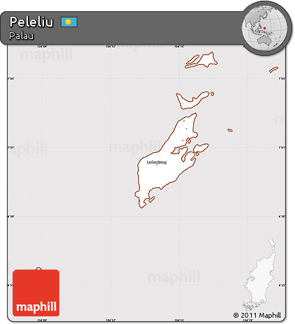 Classic Style Simple Map of Peleliu, cropped outside