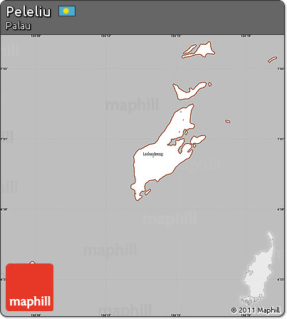 Gray Simple Map of Peleliu, cropped outside