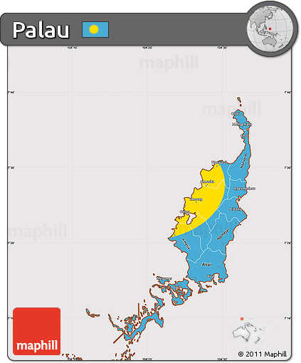 Flag Simple Map of Palau, flag rotated
