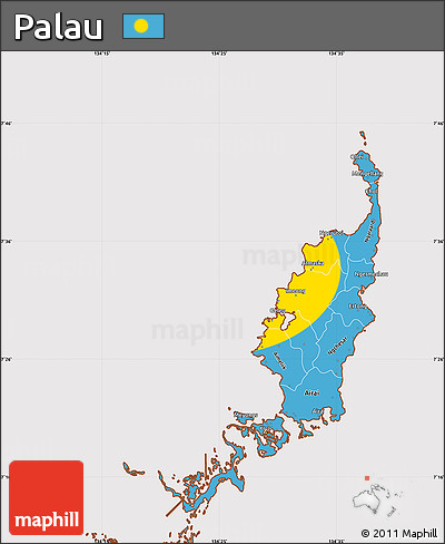 Flag Simple Map of Palau, flag rotated