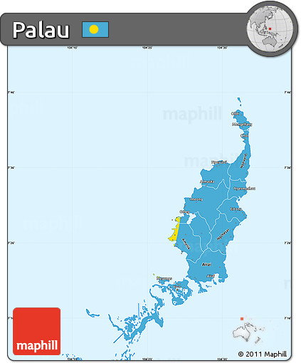 Flag Simple Map of Palau, single color outside, borders and labels