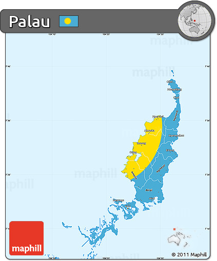 Flag Simple Map of Palau, single color outside, flag aligned to the middle