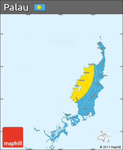 Flag Simple Map of Palau, single color outside, flag aligned to the middle
