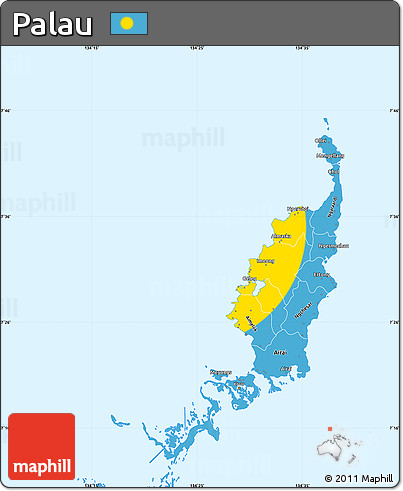 Flag Simple Map of Palau, single color outside, flag aligned to the middle