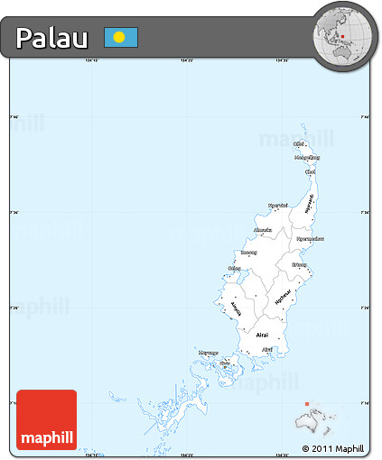 Gray Simple Map of Palau, single color outside