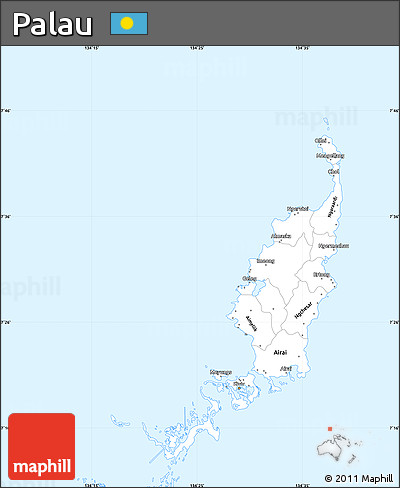 Gray Simple Map of Palau, single color outside