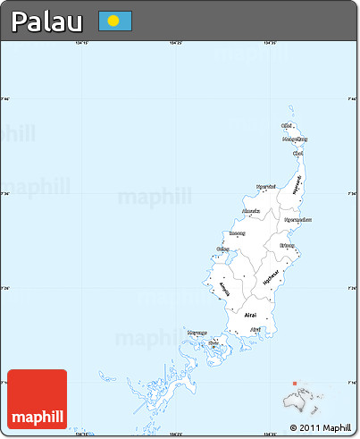 Gray Simple Map of Palau, single color outside